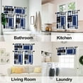 thumbnail image 3 of Navy Blue Kitchen Curtains Tiers and Valances Set 3 Piece for Windows Grey and Black Kitchen Window Curtains Set,Geometric Modern Art Valances for Living Room(36" Tiers Set), 3 of 5