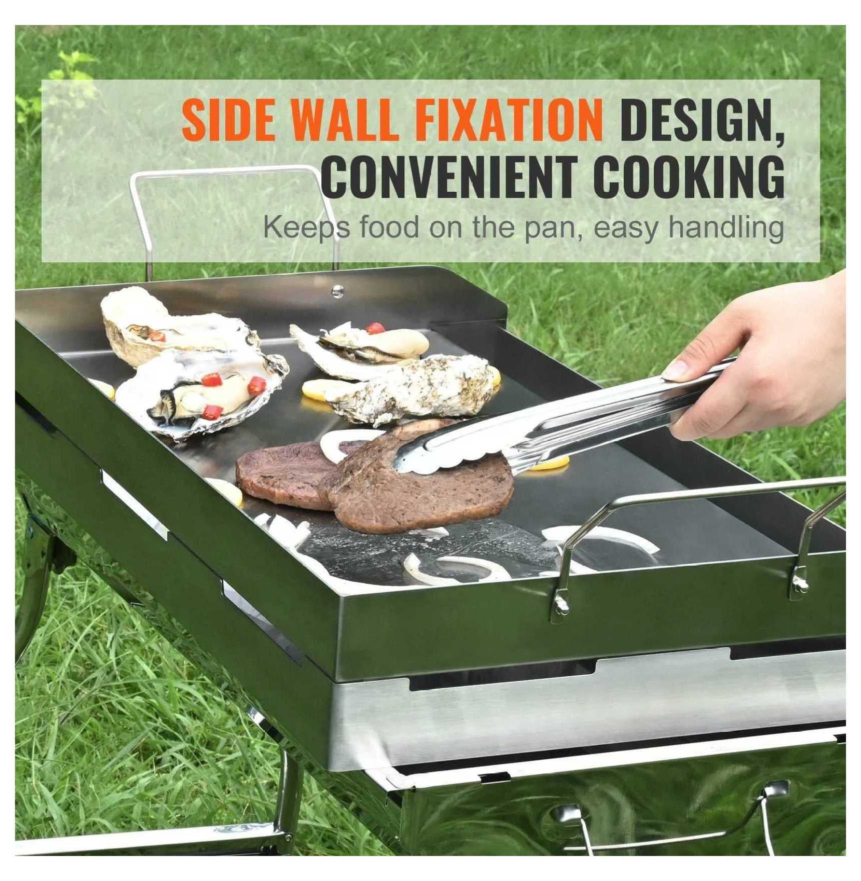 Stove Top Griddle 23.5x16", Pre-Seasoned Stainless Steel Griddle Pan, Double Burner Non-Stick Griddle for Gas Grill, Family Cookware with Handles