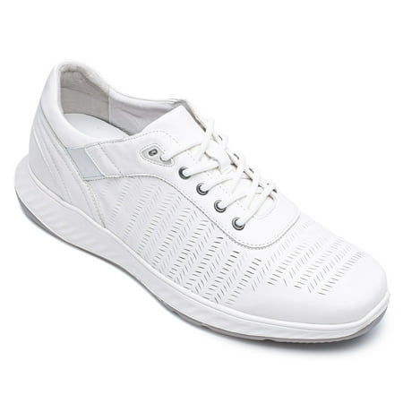 

CMR CHAMARIPA Taller Shoes White Leather Casual Shoes Height Increasing Elevator Sports Shoes Mens Sneakers That Make You Taller 6 CM / 2.36 Inches