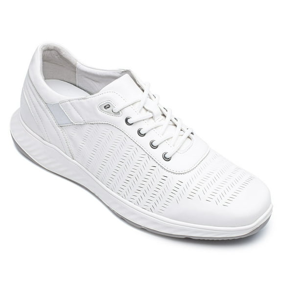 CMR CHAMARIPA Height Increasing Casual Shoes - Mens Sneakers That Make You Taller - White Leather Elevator Sports Shoes 6 CM / 2.36 Inches