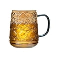 thumbnail image 1 of Vaso de vidrio borosilicato transparente de 16.2 oz con textura de flor de cerezo vintage y asa colorida., 1 of 6