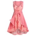 thumbnail image 1 of Vestido de Escote de Plegado Oblicuo con Estampado Floral de Talla Extra Rosegal  Vestidos casuales de talla grande, 1 of 5
