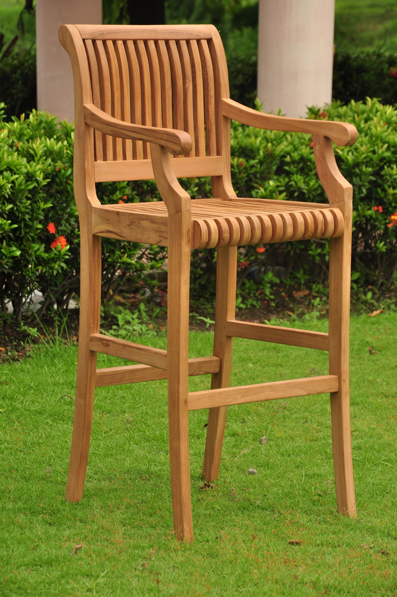 GradeA Teak Wood 30" Seat High Arm Bar Chair Stool Only
