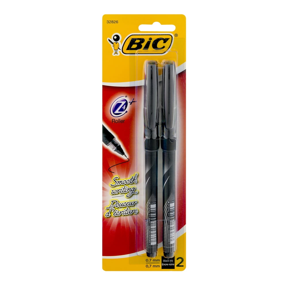 BIC Roller Glide Deco Roller Ball Pen, Fine Point (0.7 mm), Black, 2