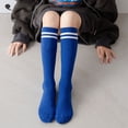 thumbnail image 3 of 1 Pair Kids Soccer Socks Knee High Socks Striped Socks for Athletic Team Sports for Boys Girls 5-10 Years Old, Blue, 3 of 5