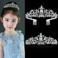thumbnail image 5 of Women Kids Tiara Crowns with Comb Pins Imitation Crystal Glitter Rhinestone Head, 5 of 19