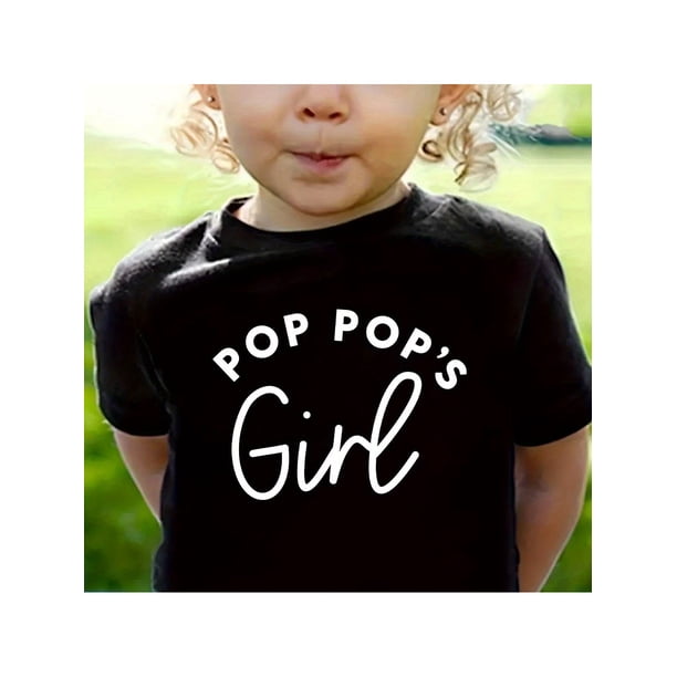 Pop Pop Girl" Black Cotton Tee for Youngsters Girls - Comfy & Casual Round Neck, Short Sleeve with Playful Geometric Print, easy-Care Summer Top, Youngsters T Shirts