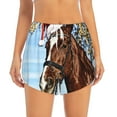 thumbnail image 2 of Sigee Christmas Horse for Women's Athletic Shorts High Waisted Running Shorts Pocket Sporty Short Gym Elastic Workout ShortsLarge, 2 of 9