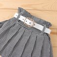 thumbnail image 5 of Coming Home Outfit Girl 2Pcs Sleeveless Off Shoulder Top Cotton A Line Ruffles Hem Plaid Skirt Belt Sets Girl Baby Clothes White 3 Years-4 Years, 5 of 7