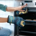 thumbnail image 2 of Blue Marble Gold Wave Pattern Kitchen Oven Mitt and Pot Holder Sets 4 Pcs for Baking, Cooking and Grilling, Heat Resistant Up To 392 °F, 2 of 7