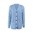 thumbnail image 6 of Women's Open Front Cardigan Sweaters  Button Down Cable Knit Chunky Outwear Coats Solid Color Warm Plain Sweater, 6 of 10