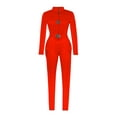 thumbnail image 2 of Kiapeise Women Sexy Hollow Out Jumpsuit Buckle Long Sleeve Bodycon Romper Biker Streetwear, 2 of 9