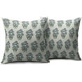 thumbnail image 2 of Blue Green Floral Block Print Pillow Covers 18x18 Set of 2 Chinoiserie Flower Leaves Outdoor Decorative Throw Pillows Farmhouse Pillowcases Linen Cushion Case Decor for Home Sofa Couch Bed, 2 of 6