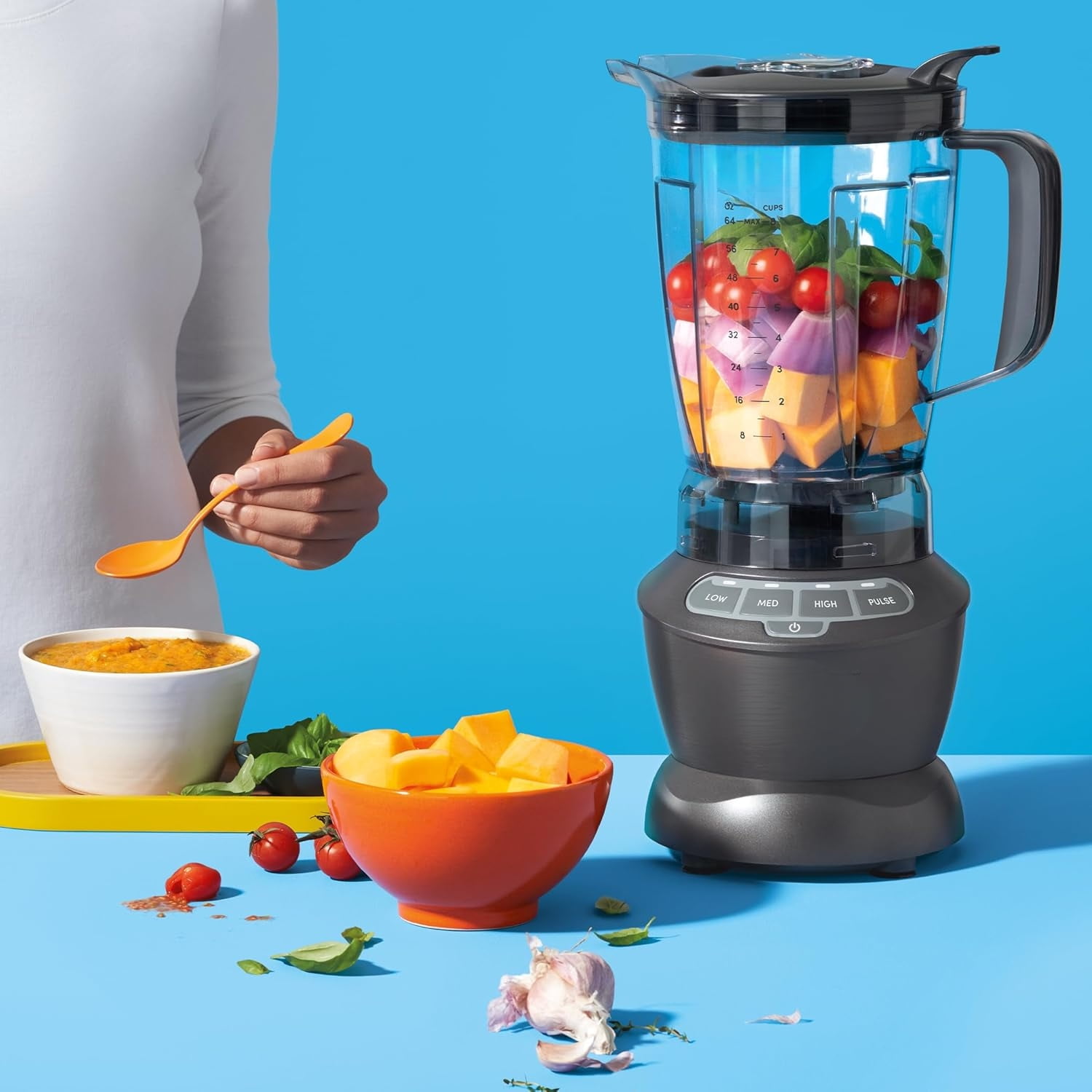 Dark Gray Countertop Blender, 64Oz 1200W Multi-Functional Blender for Smoothies, Shakes, Frozen Drinks & Food Prep, Powerful Kitchen Appliance