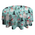 thumbnail image 4 of Blue Christmas Santa and Snowman Pattern Round Tablecloth 60"x60",Wrinkle Wipeable Table Cloth for Kitchen Dining Room Picnic Patio Party, 4 of 6