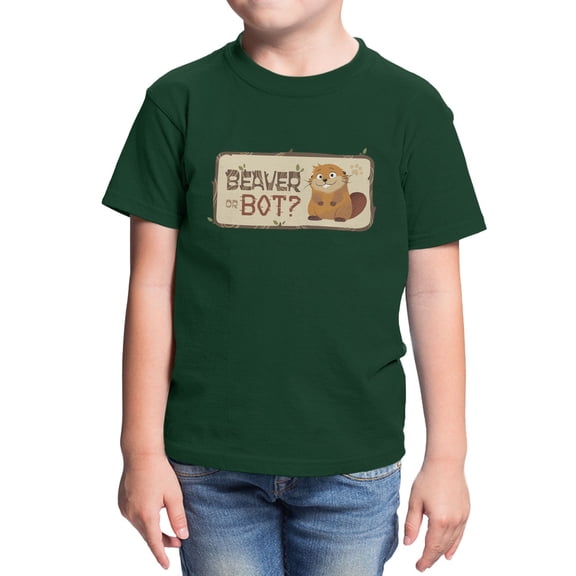 Disney Pixar Hoppers Beaver Or Bot Plaquard Youth T Shirt (Forest Green, XS-XL)