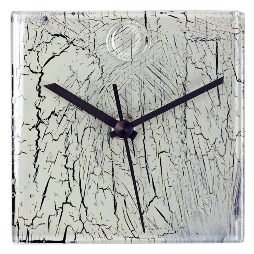 River City Clocks Square Glass Wall Clock with Cracked Glass Design 5