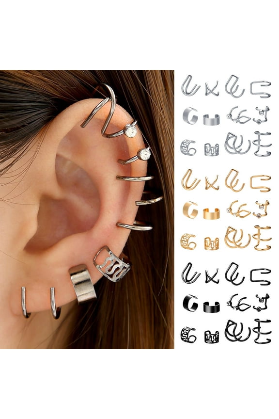 1 Set Ear Cuffs for Women Non-Piercing Cartilage Earring Sparkling Earrings Clip on Earrings Hypoallergenic Hoop Earrings for Women Teens s Gifts