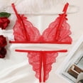 thumbnail image 7 of JSGEK Women Furry Trim Lace Bra and Thong Set Sheer Mesh Underwire Support Lingerie for Intimate Nightwear Red XL, 7 of 7