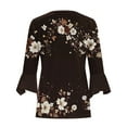 thumbnail image 4 of Xuyuer 3/4 Length Sleeve Womens Tops Round Neck Casual Summer Tunic Tops Basic Tees Blouses Cardigan Lightweight Button Down Casual Dressy T-Shirts Pleated Cute Shirts, 4 of 5