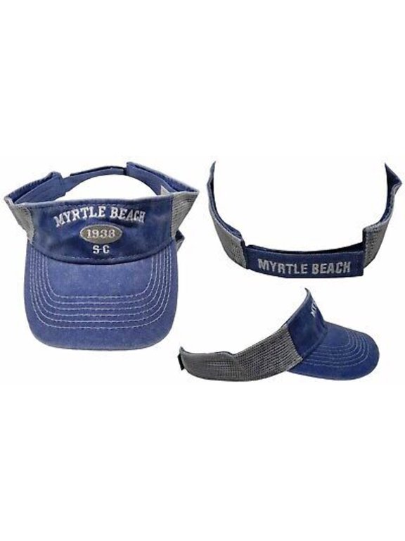 Myrtle Beach 1938 SC Light Navy Blue Washed Cotton Embroidered Visor Cap Hat