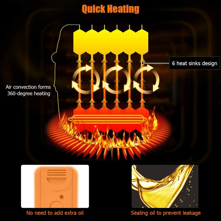 Gymax 700W Oil Filled Space Heater Radiator w/ Adjustable Thermostat Home  Office - Walmart.com