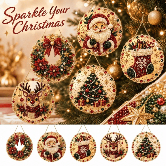 Christmas Pearl Diamond Painting Suncatcher Kit, Acrylic Christmas Suncatcher DIY Craft, Pearl Beads Painting Art Craft, Festive Window Wall Home Decor