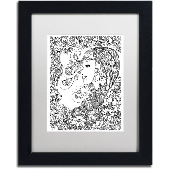 Trademark Fine Art "Woman 2" Canvas Art by KCDoodleArt White Matte, Black Frame