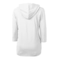 thumbnail image 3 of Women's Cutter & Buck  White Dayton Dragons Virtue Eco Pique Recycled 3/4-Sleeve Half-Zip Pullover Hoodie, 3 of 3