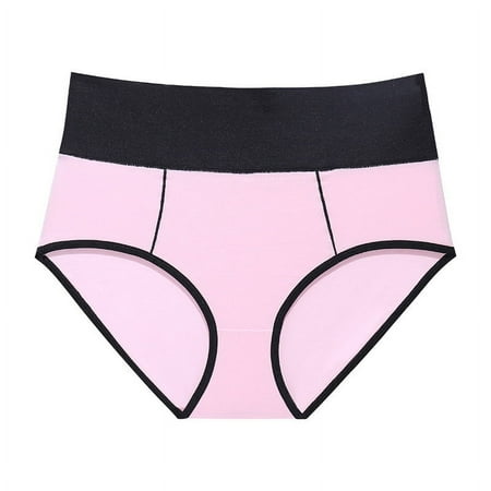SnnmBlm High Waisted Underwears for Women Tummy Control Cotton Plus Size Full Coverage Slimming Packs Ladies Panties Briefs Pink L