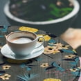 thumbnail image 3 of Ambesonne Floral Boho Fitted Round Tablecloth, Summer Flowers Leaves, 36"- 40" Diameter, Yellow Dark Turquoise, 3 of 5