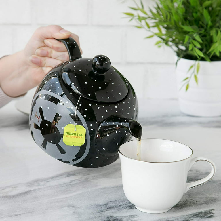 Star Wars Ceramic Teapot - Black with Pinache Empire Symbol and Tie Fighter  Design - 24 oz