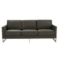 thumbnail image 3 of LeisureMod Lincoln 83" Modern Velvet Upholstered Sofa Couch, Luxury Comfortable 3-Seat Sofa with Gold Metal Steel Frame, Seating Set for Indoor Living Room, Lounge & Office, Dark Grey, 3 of 7