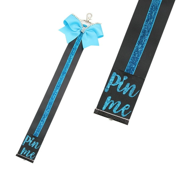 LOLIPPYY 2-Pack Cheer Pin Ribbons: Glittery Pin Me Ribbon Keychains - Cheer Bow Bag Charms for Backpacks, Purses, Girls & Women