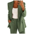 thumbnail image 2 of BiZtdJrK Womens Business Casual Blazers Button Open Front Suit Jacket Long Sleeve Lapel Collar Work Office Blazer Fall Solid Color Going Out Clothes Ofertas Flash Green 3XL, 2 of 5
