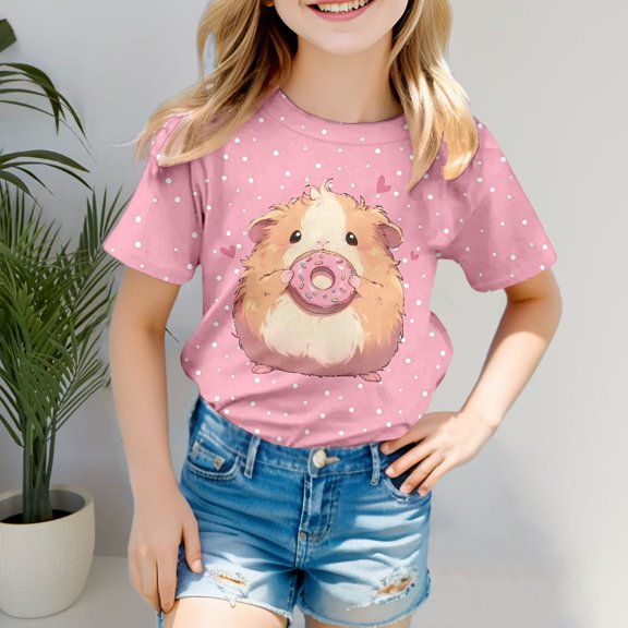 Toddler Kids Girls Boys T Shirts Short Sleeve Casual Printed Tee For Lightweight Top Playful Graphic Wardrobe Casual Summer Tees 18-24 Months
