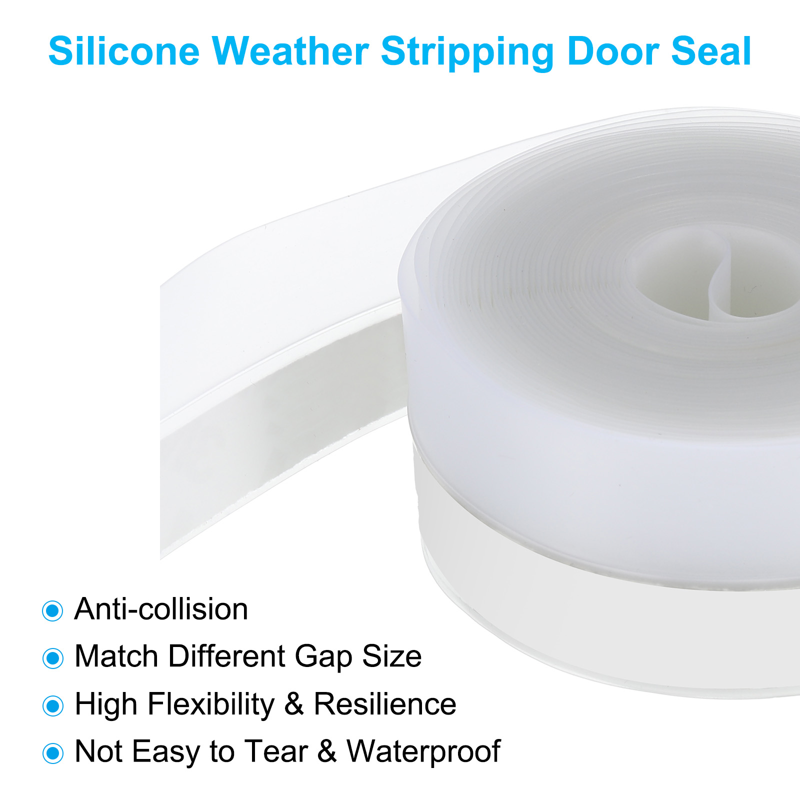 Unique Bargains Silicone Self-Adhesive Dustproof Waterproof Weather Stripping Clear 35mm