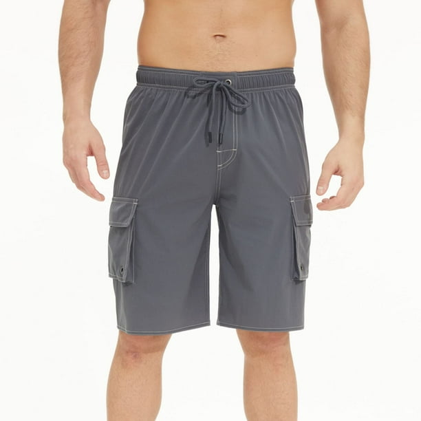 pstuiky Pantalones cortos para hombre, Pantalones cortos de verano para hombre, de moda, informales, lisos, con cintura elástica y bolsillos. Pantalones cortos cargo