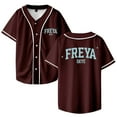 thumbnail image 1 of Freya Skye Merch Béisbol Jersey Camisa Con Cuello En V Mujeres Hombres Manga Corta Ropa De Calle,Brown,4XL, 1 of 3