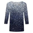 thumbnail image 4 of Hauts pour Femmes T-Shirts Manches 3/4 à Sequins Imprimés Col Rond pour Sortir Khaki G, 4 of 4