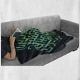 thumbnail image 6 of Modern Soft Flannel Fleece Throw Blanket, Geometric with Ombre Elements Colored Lines Maze Like Circle Round Seem Image, Cozy Plush for Indoor and Outdoor Use, 70" x 90", Green and Blue, by Ambesonne, 6 of 6