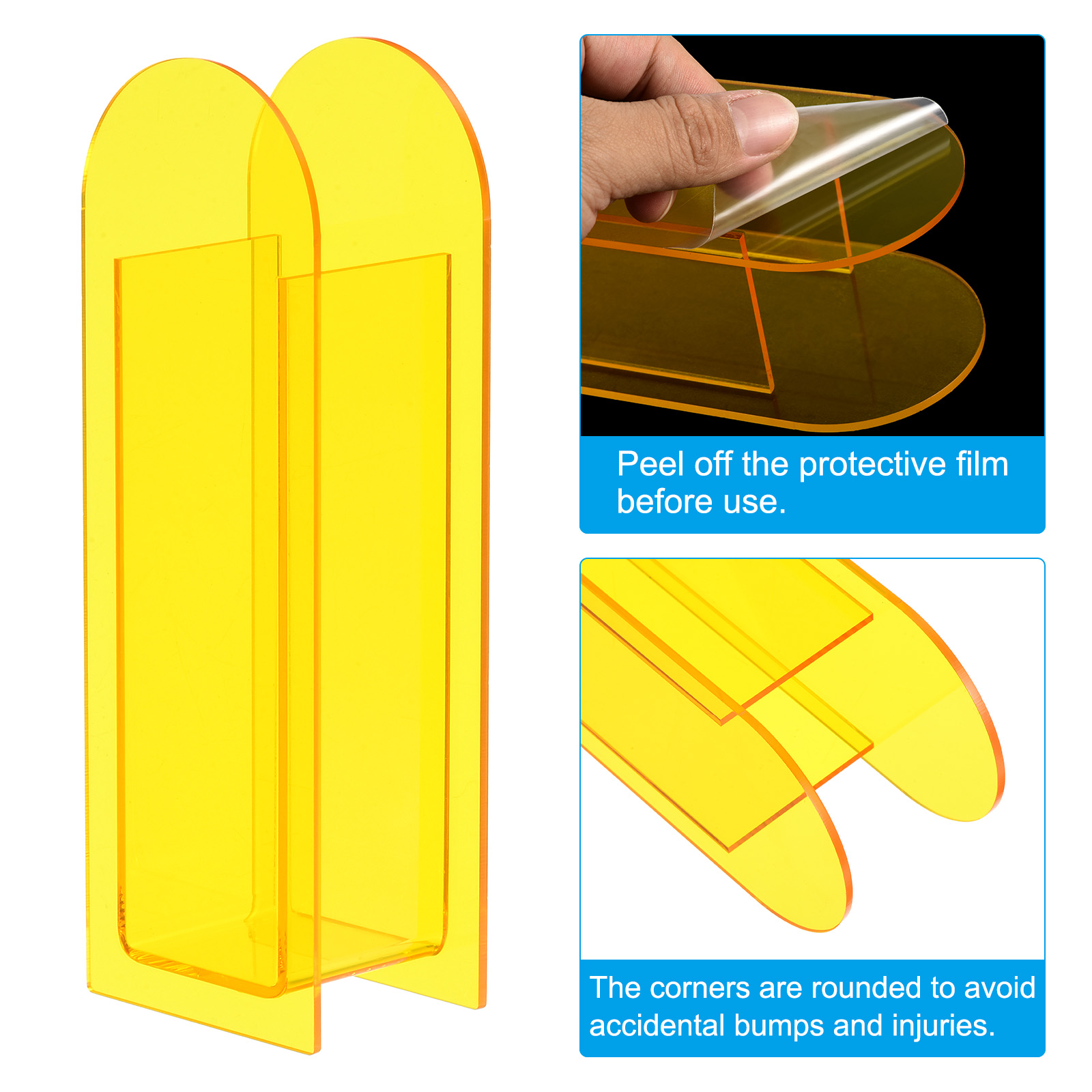Unique Bargains Arch Acrylic Floral Vase Clear Geometric Plastic Decorative Vase for Home Yellow