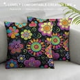 thumbnail image 3 of Shangniulu Cushion Cases Neon Purple Black Vintage Floral Throw Pillow Covers Aesthetic Psychedelic Botanical Cushion Covers Bedroom Decor White, 3 of 5