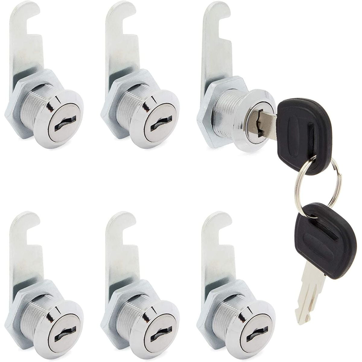 6 Pack File Cabinet Cam Locks with Keys for Drawers and Toolbox, 12/19