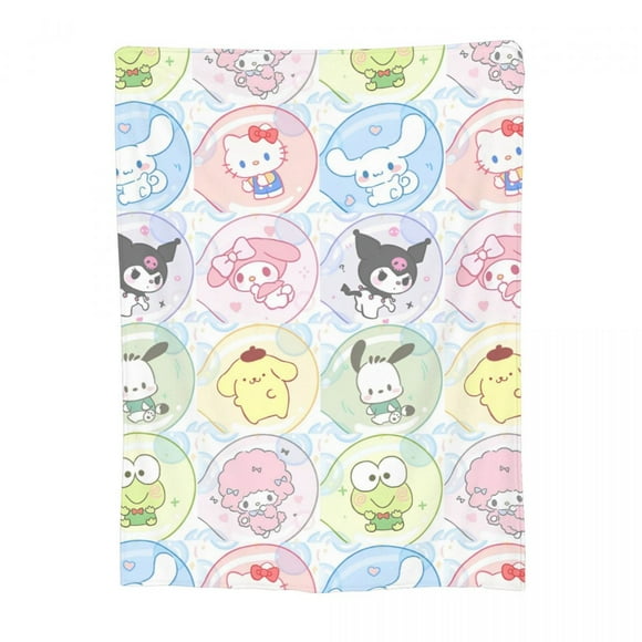 Sanrio Hello Kitt Blanket My Melody Cinnamoroll Cartoon Print Flannel Office Shawl Blanket Nap Cover FJH