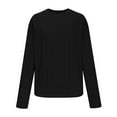 thumbnail image 4 of AXXD Black Basic Ladies Tops And Blouses Summer 2024 Loose Trendy Button V-Neck Long Sleeve Casual T-shirt Top Solid Blouse, 4 of 6
