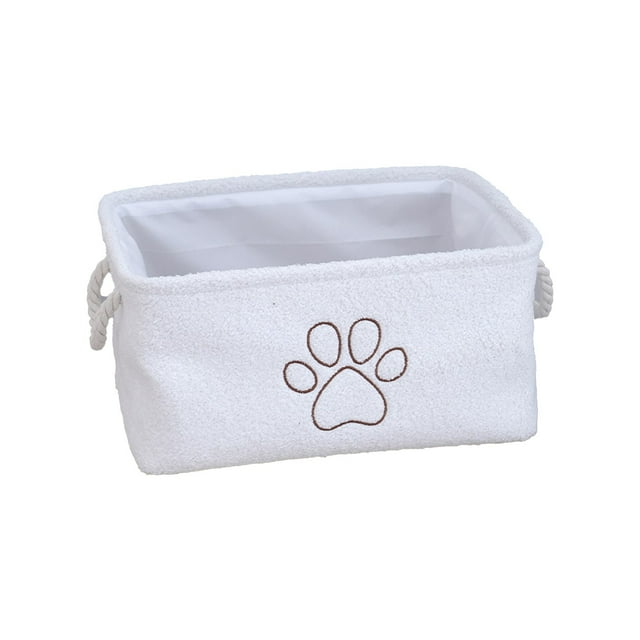 White Foldable Fabric Storage Basket Collapsible Cloth Bin With Handles For Home Organization Laundry Toys