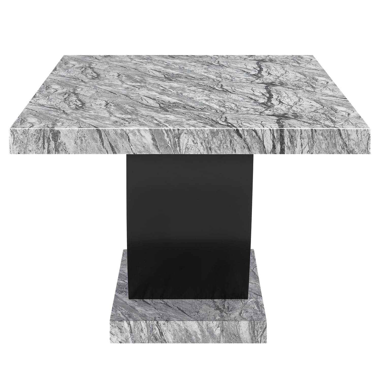 New Classic Furniture Lyra Wood Dining Table with Faux Marble Top in Gray/Black