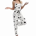 thumbnail image 2 of Pijama de Dos Piezas con Top Corto con Estampado de Corazones y Pantalones Anchos para Mujer. Ropa de Dormir para Estar en Casa. Amor Negro y L, 2 of 7