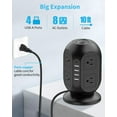 thumbnail image 4 of Surge Protector, 8 Outlets Power Strip Tower with 4 USB Ports and 10ft Extension Cord, Black, 4 of 6